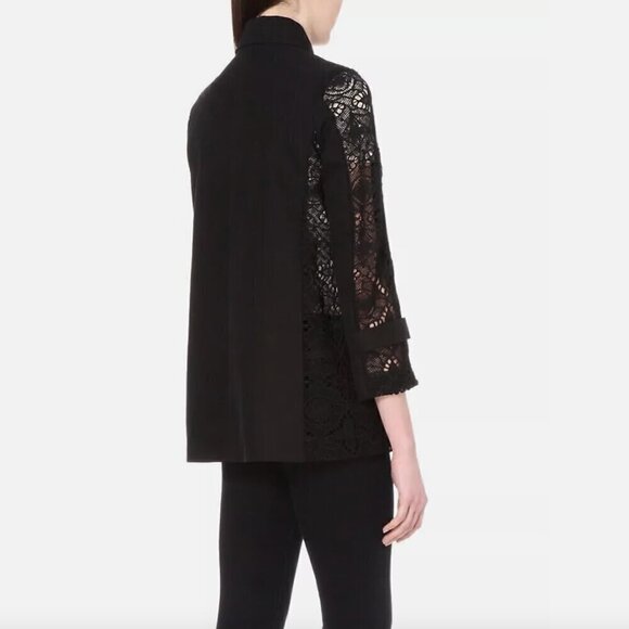 Maje Ginseng Black Cotton Twill Lace Coat Jacket Trench Size M - Picture 4 of 10